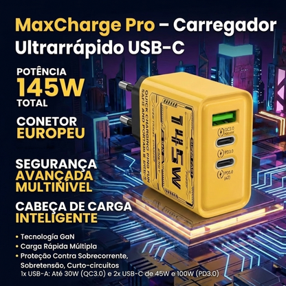 MaxCharge Pro – Carregador USB-C ultrarrápido
