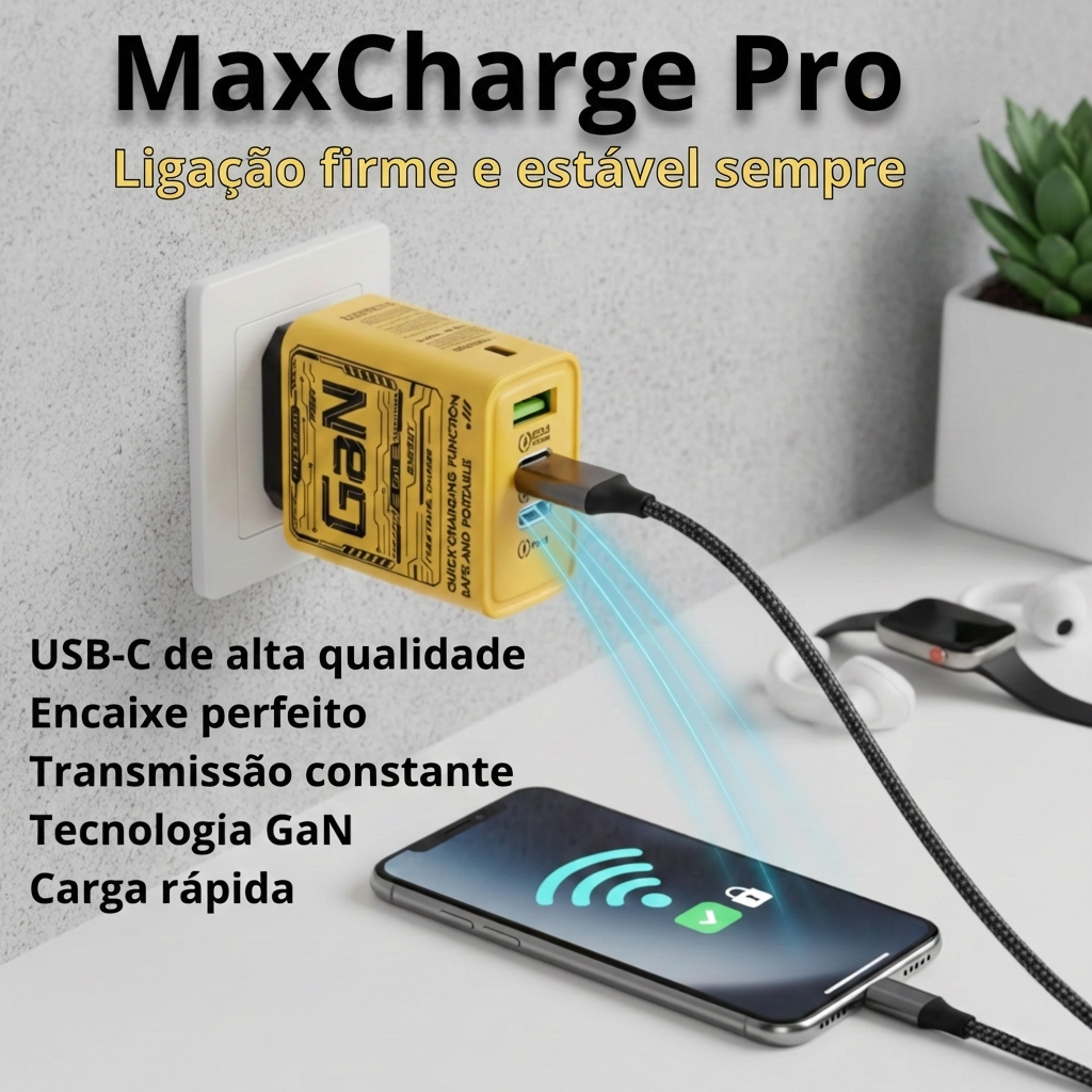 MaxCharge Pro – Carregador USB-C ultrarrápido